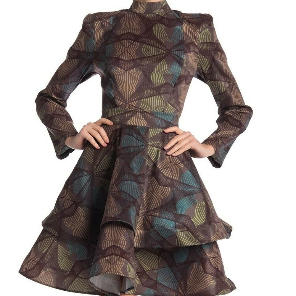 CQ by CQ Women's Patterned Mock Neck Dress size medium